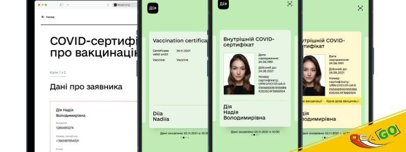 Смартфон на якому зображено Сертифікат Covid в додатку Дія